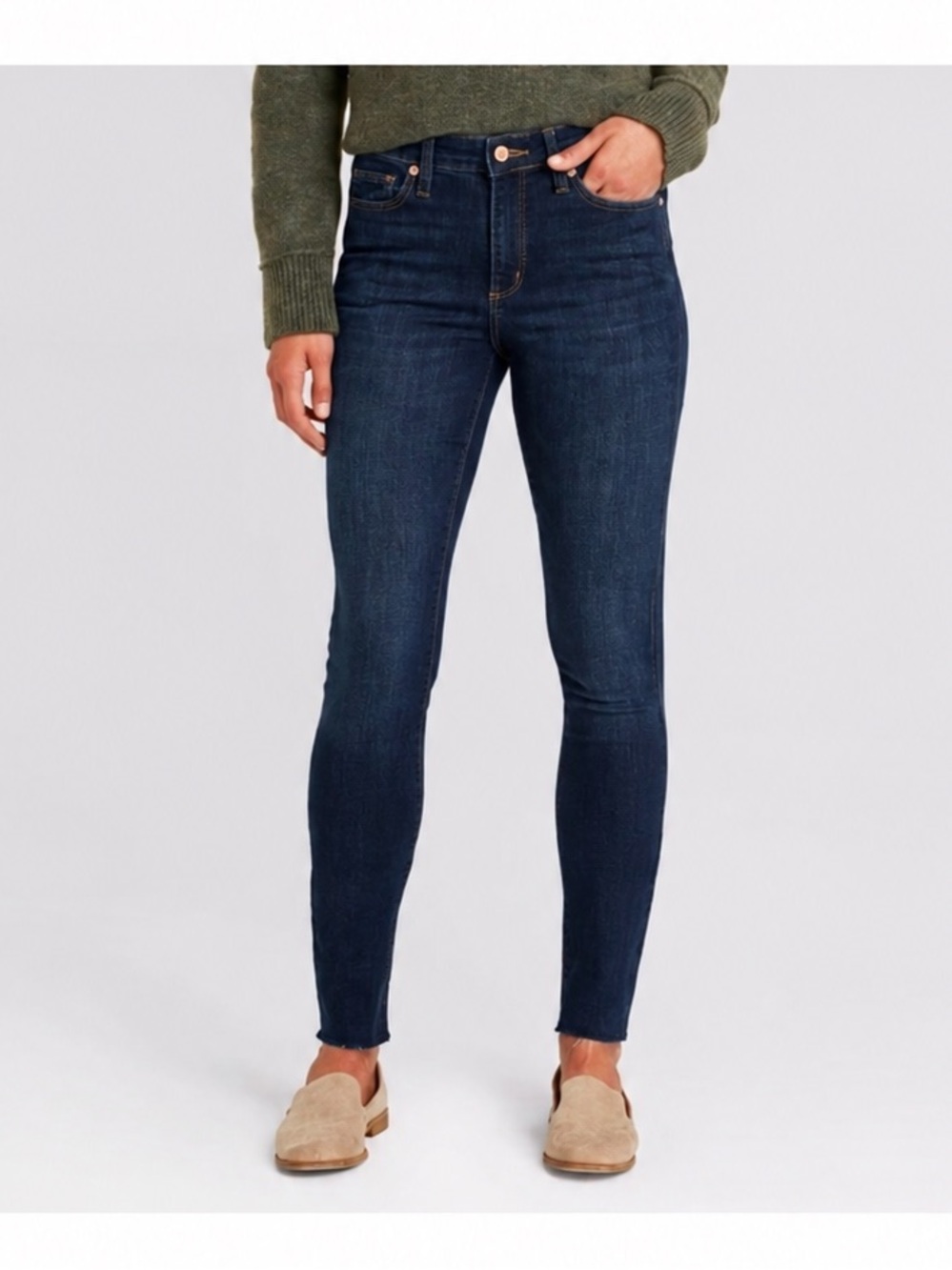 Universal Thread High Rise Skinny Dark Wash Denim Raw Hem Jeans